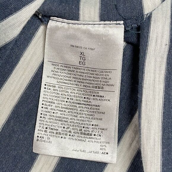 Banana Republic Polo Shirt Mens Extra Large XL Blue‎ Striped Short Sleeve Shirt - Picture 6 of 9